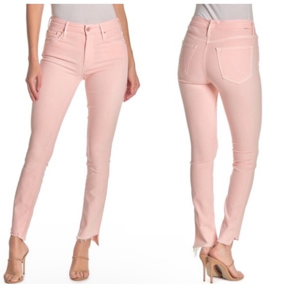 MOTHER Pants Womens 27 The Looker Ankle Step Fray So Far Gone Pink Career Spring